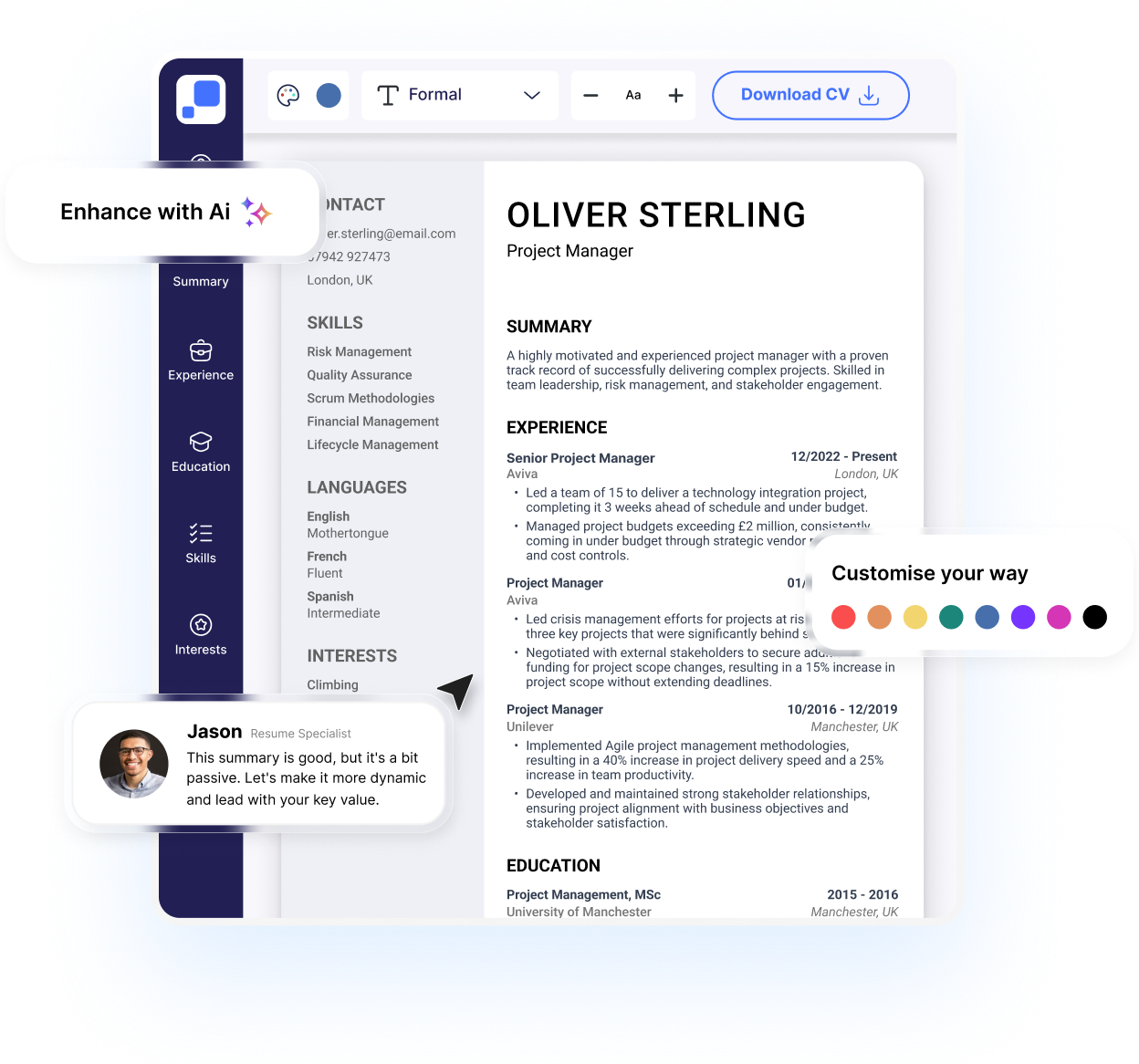 The easiest way to build your <span class="hero-title-span">standout CV</span>